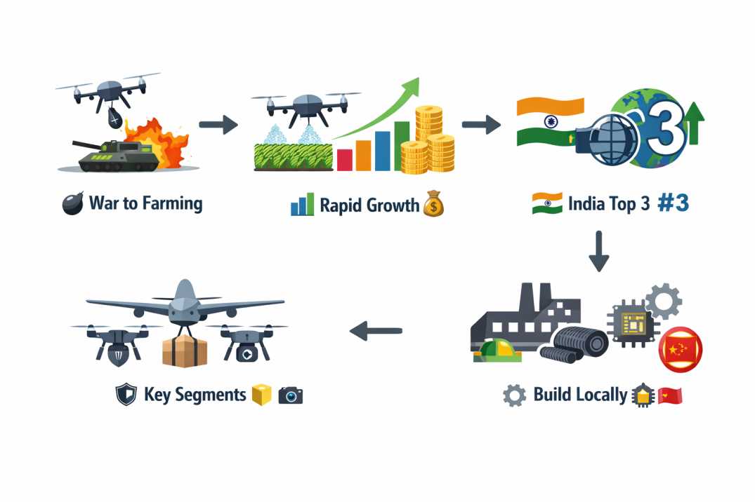 Drone Industry 2030: Will India Become the World's Third Largest Drone Market? | Drone Industry 2030: India’s Rise and Challenges
